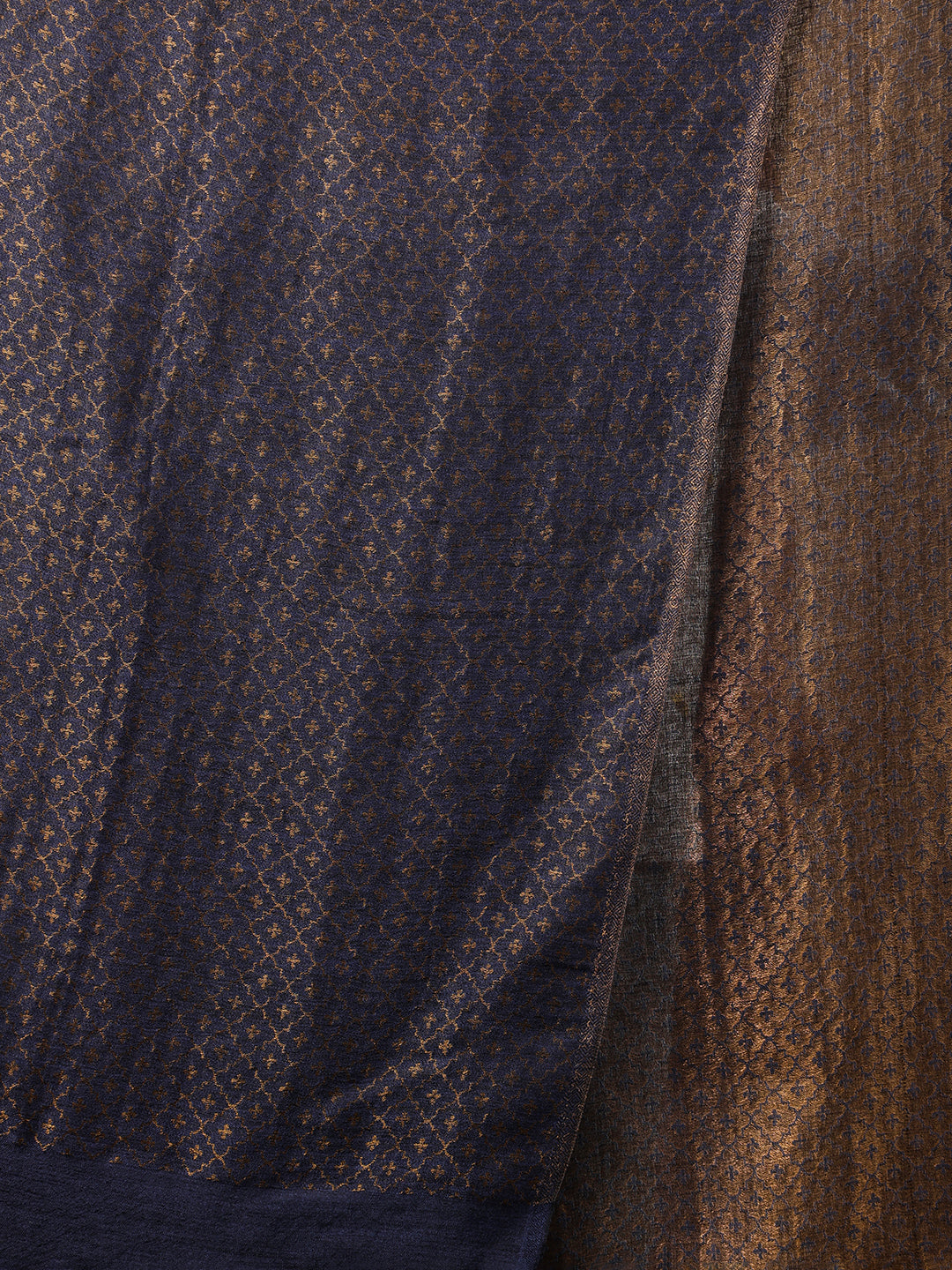 Tweedle Men’s Reversible Pashmina Wool Stole with Floral Zari Weave - Blue