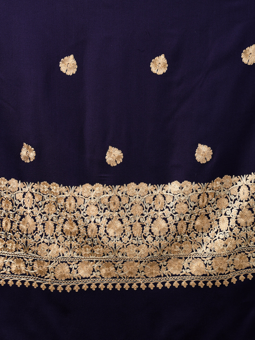 Tweedle Women’s Kashmiri Aari Embroidery Shawl / Stole - Navy Blue, Size - 40 x 80 inches