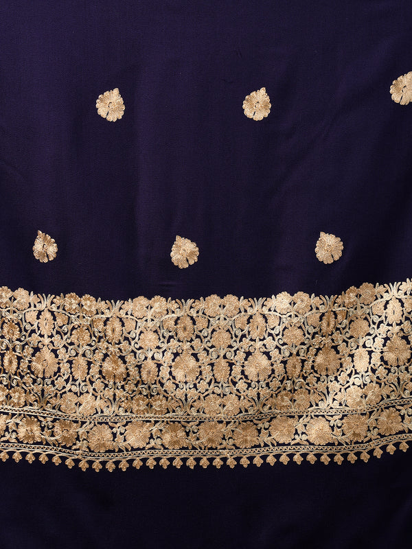 Tweedle Women’s Kashmiri Aari Embroidery Shawl / Stole - Navy Blue, Size - 40 x 80 inches