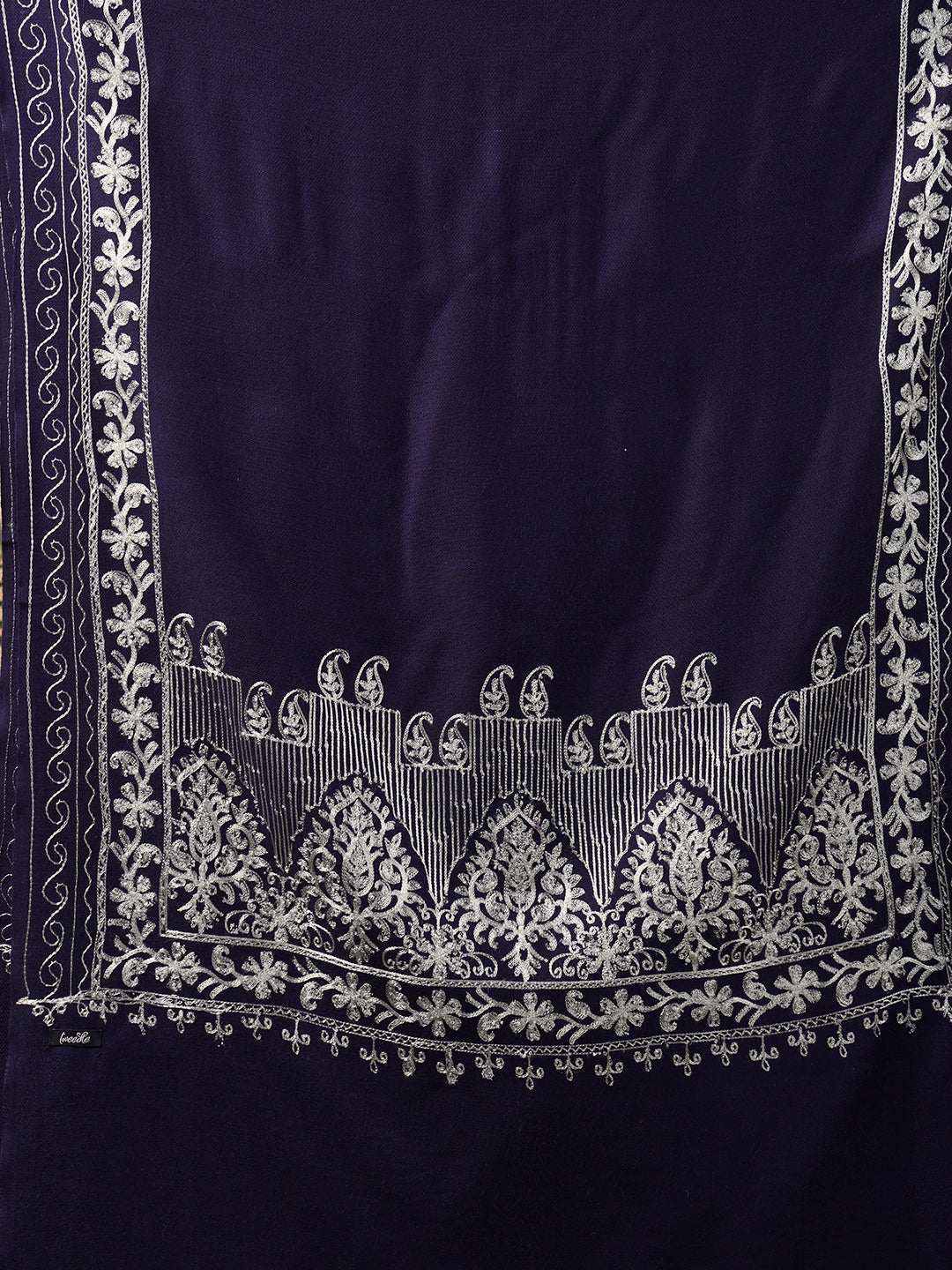 Tweedle Women’s Kashmiri Aari Embroidery Stole/ Scarf - Navy Blue, Size - 28 x 80 inches