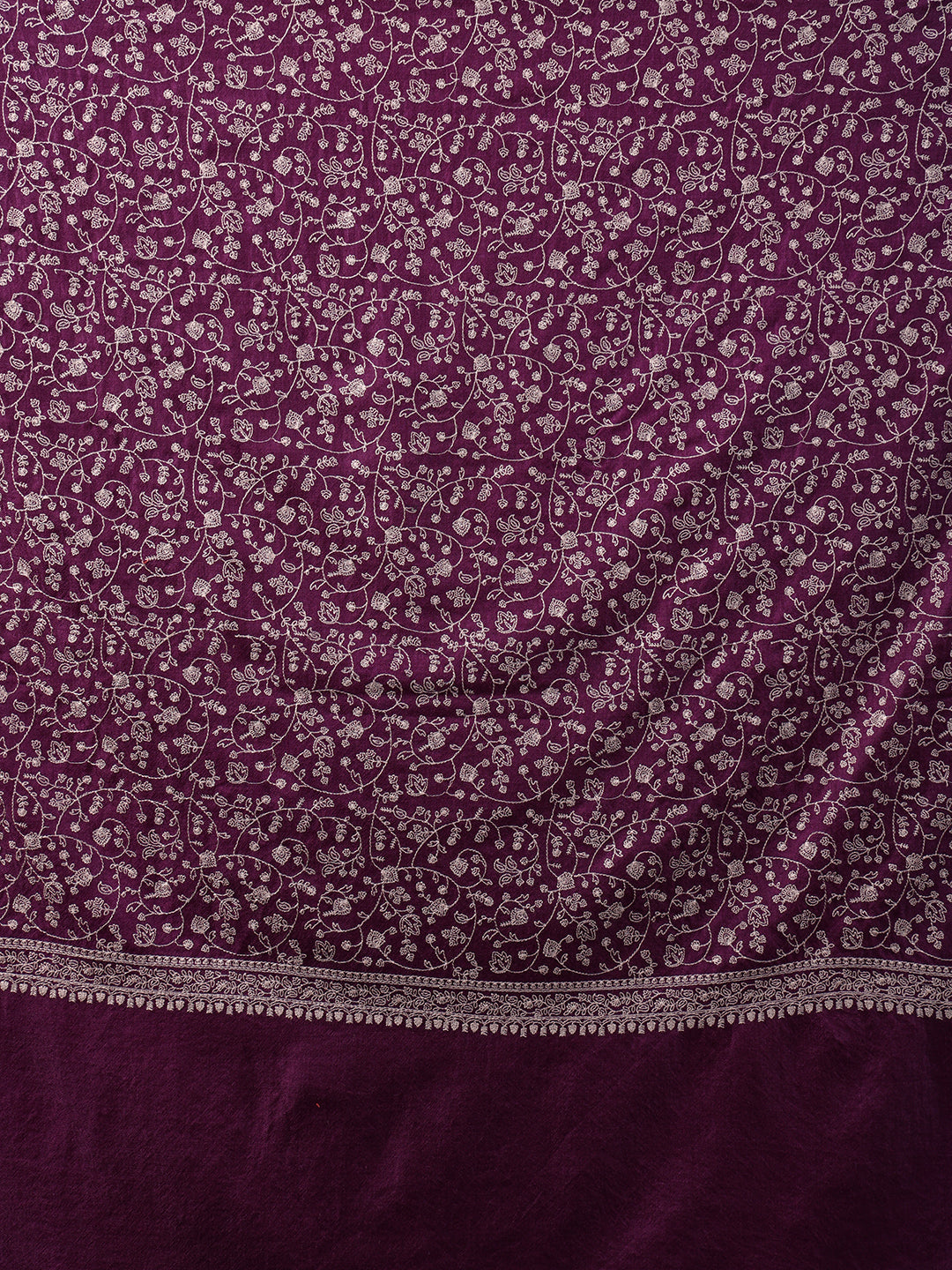Tweedle Traditional Pure Wool Dupehra Kashmiri Embroidery Shawl for Women - Purple