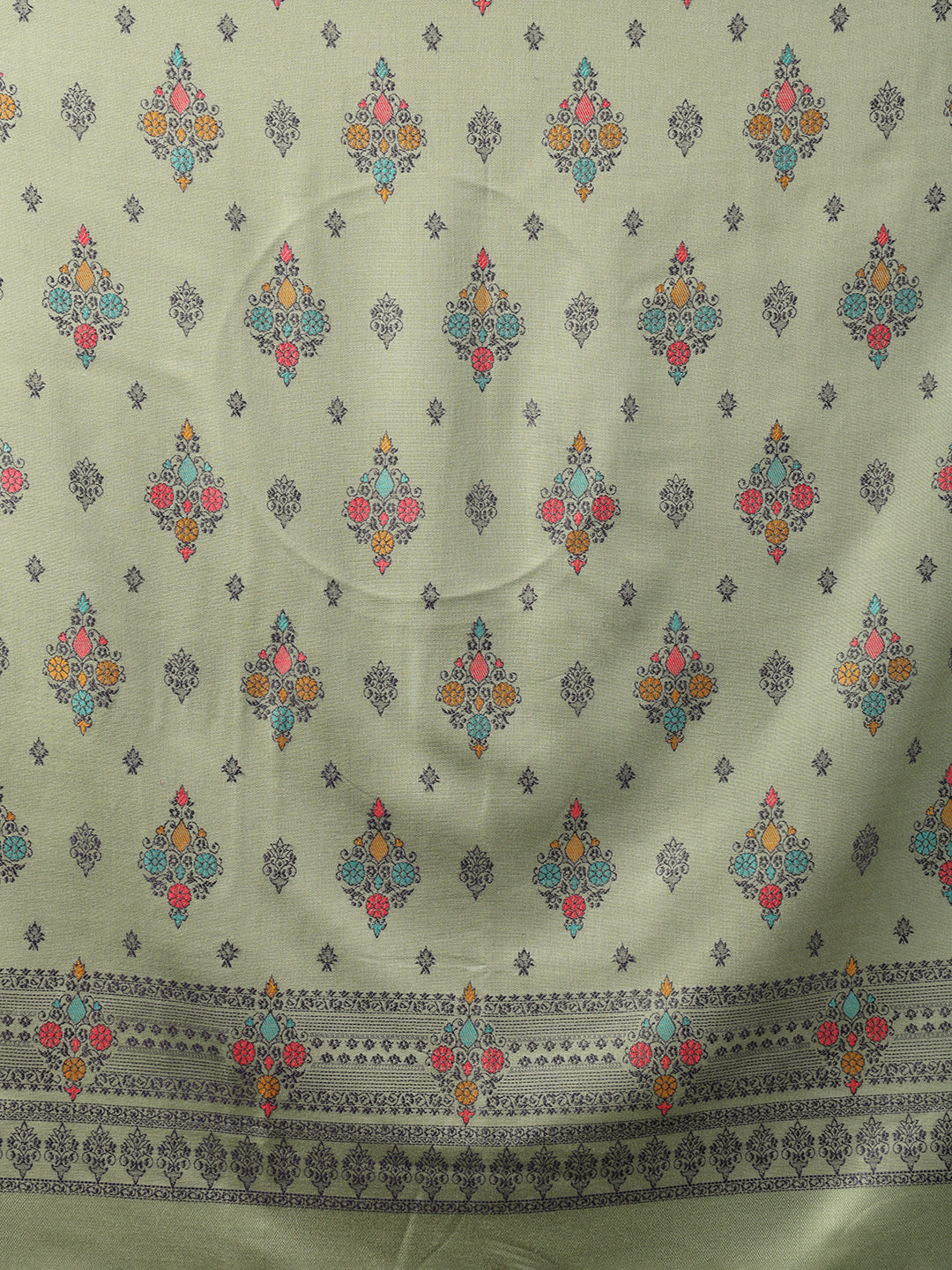 Tweedle Women’s Ethnic Design Faux Wool Shawl - Green, Size - 40 x 80 inches