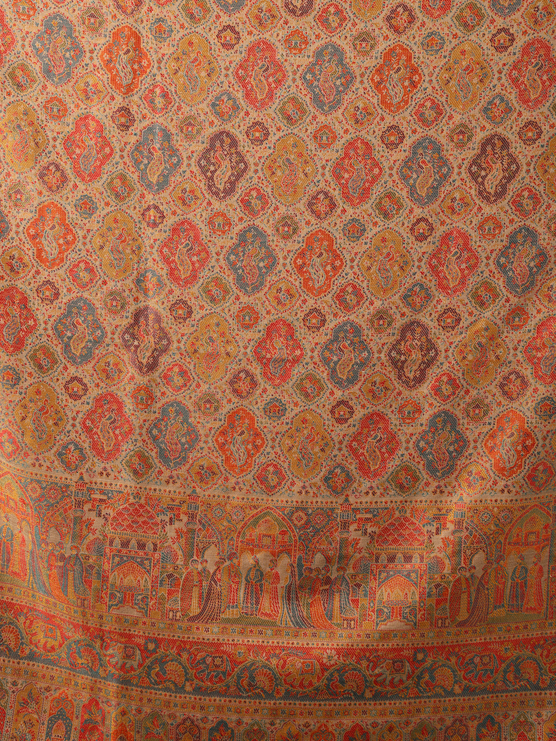 Tweedle Wool Blend Kani Shawl for Women – Beige, Size – 40x80