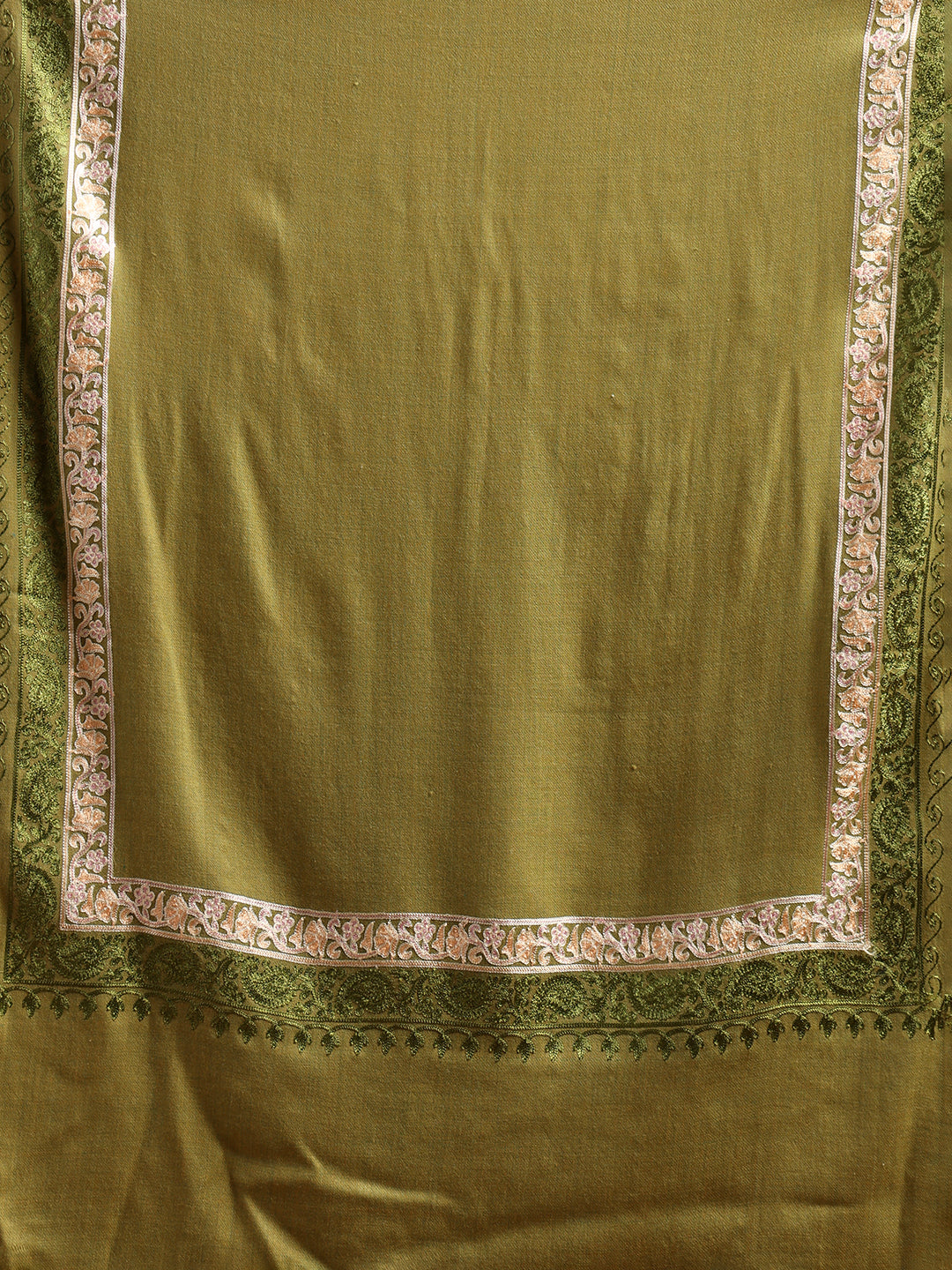 Tweedle Fine Wool Embroidered Stole for Women - Green, Size -28x80