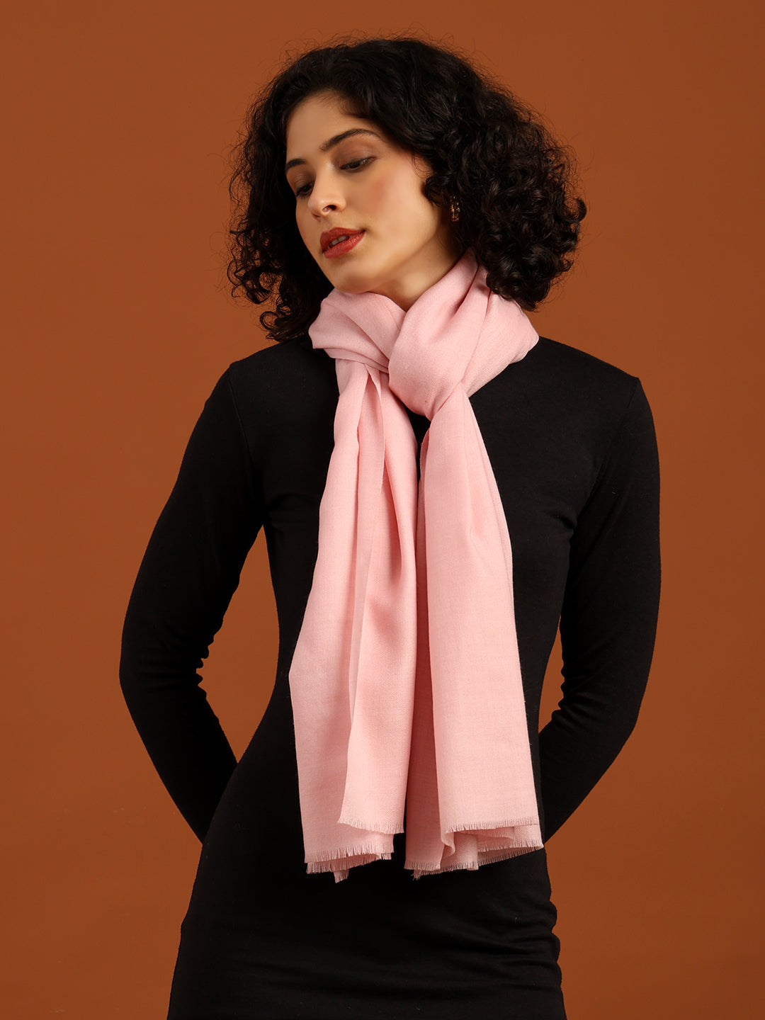 Tweedle Women’s Plain Woollen Stole / Scarf - Pink