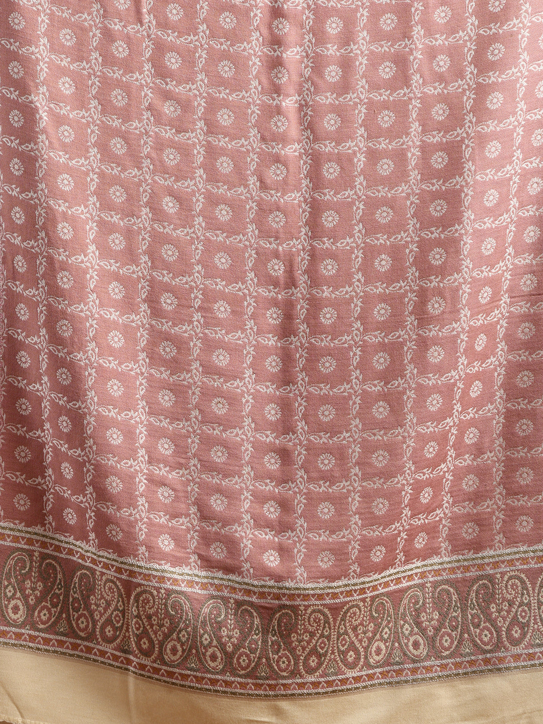 Reversible, Floral Design Blended Wool Stole for Women – Pink