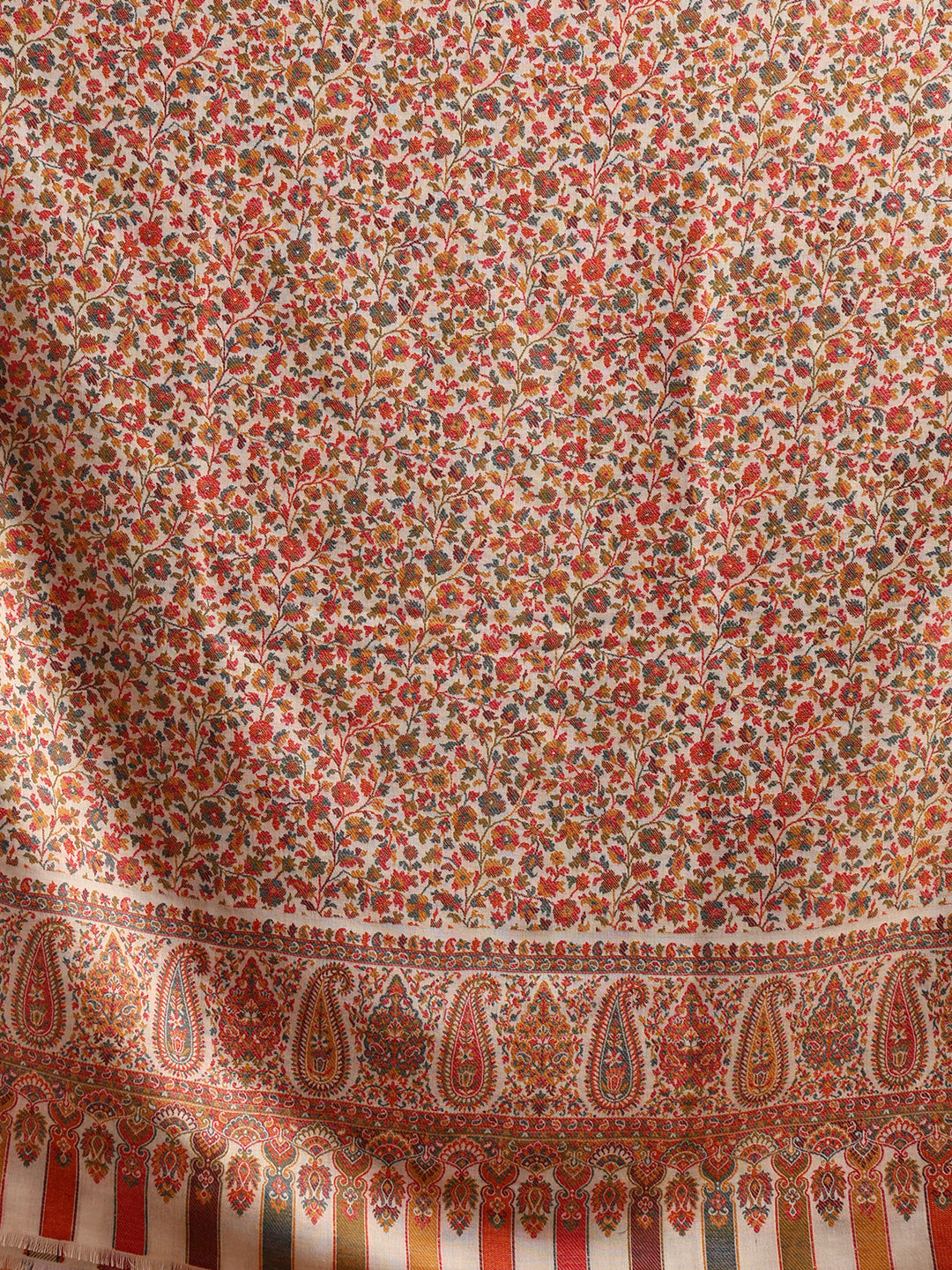 Tweedle Women’s Blended Wool Rajeshwari Kashmiri Kani Shawl - White