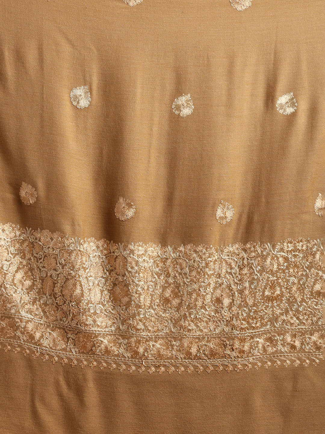 Tweedle Men’s Kashmiri Aari Embroidery Shawl / Stole - Beige, Size - 40 x 80 inches