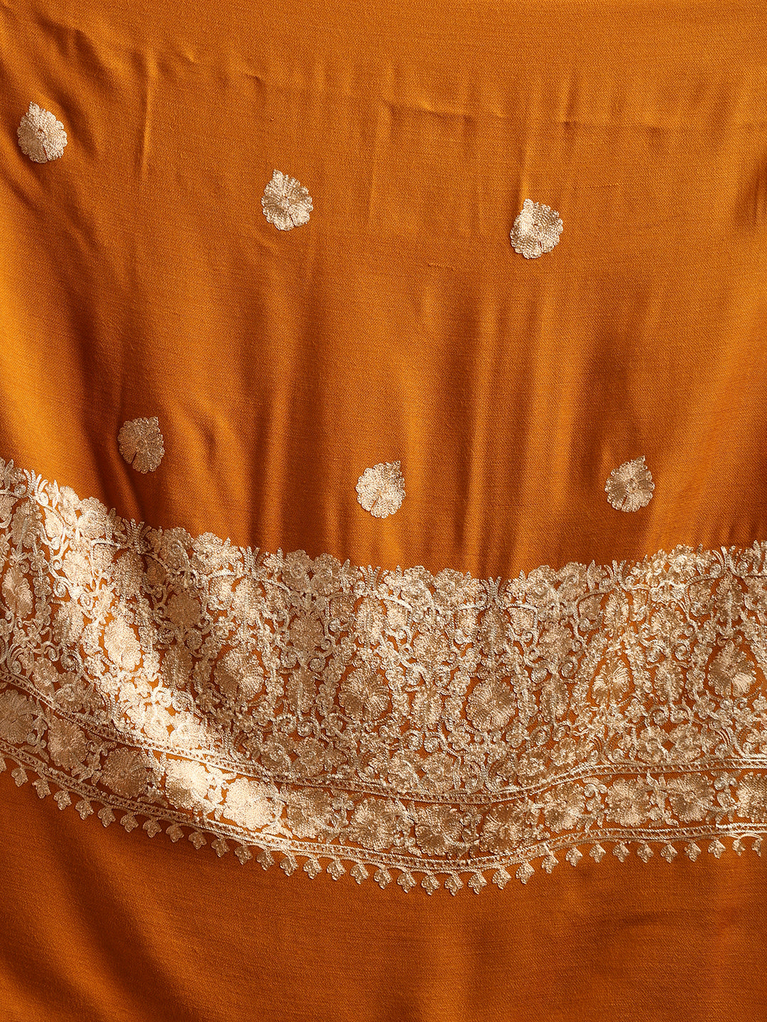 Tweedle Men’s Kashmiri Aari Embroidery Shawl / Stole - Mustard, Size - 40 x 80 inches