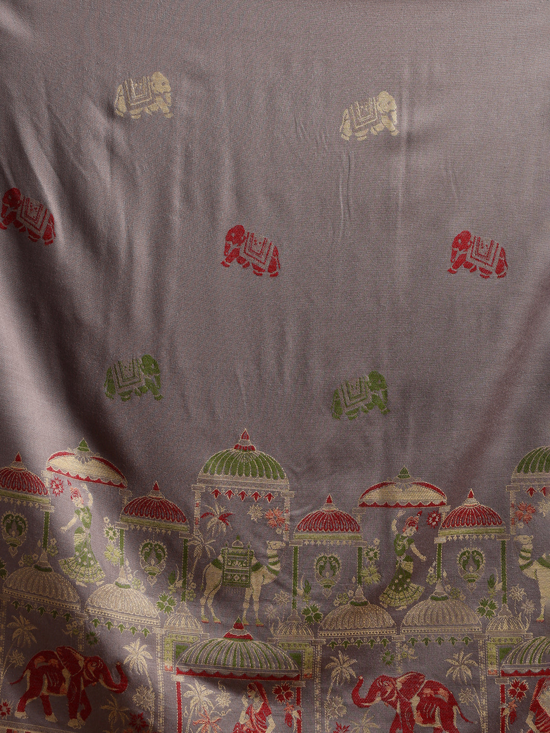 Tweedle Men’s Mahotsav Ethnic Design Zari Shawl, Faux Wool - Grey, Size - 40 x 80 inches