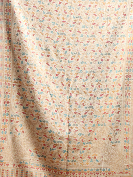 Tweedle Men’s Ethnic Kashmiri Kani Stole/ Scarf - White, Size - 28 x 80 inches