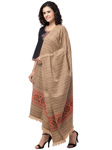 Ethnic Kullu Shawl for Women – Traditional Himachali Tribal Design | Beige