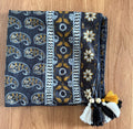 Black pure cotton scarf with tassels