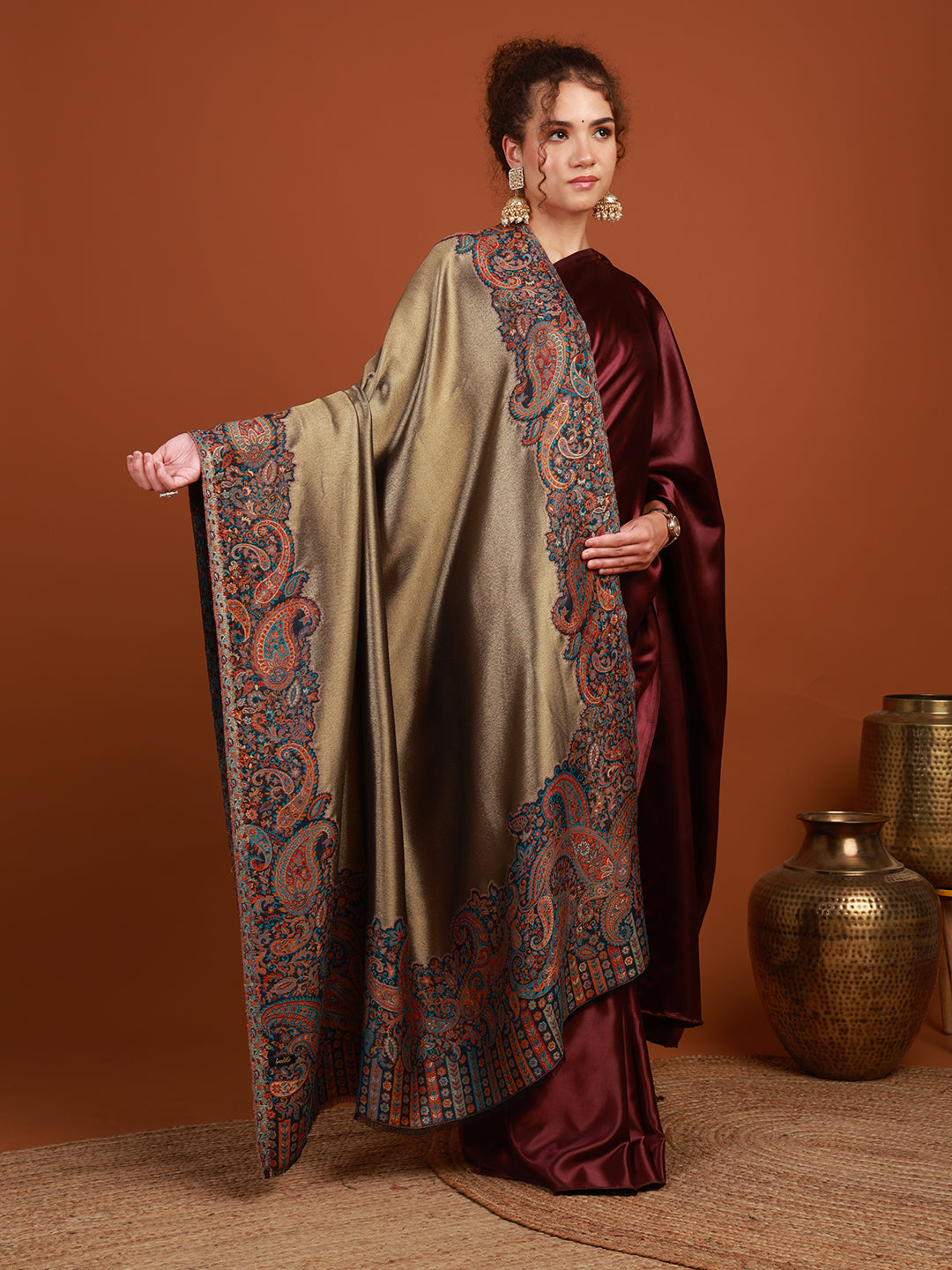 tweedle Mehrab Blue Kashmiri Kani Shawl for Women for Wedding & Festive Wear – 40x80