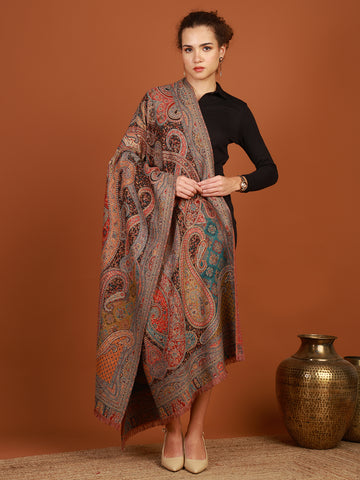 tweedle Mehfil Pure Wool Kashiri Shawl for Women - Multi-Colour