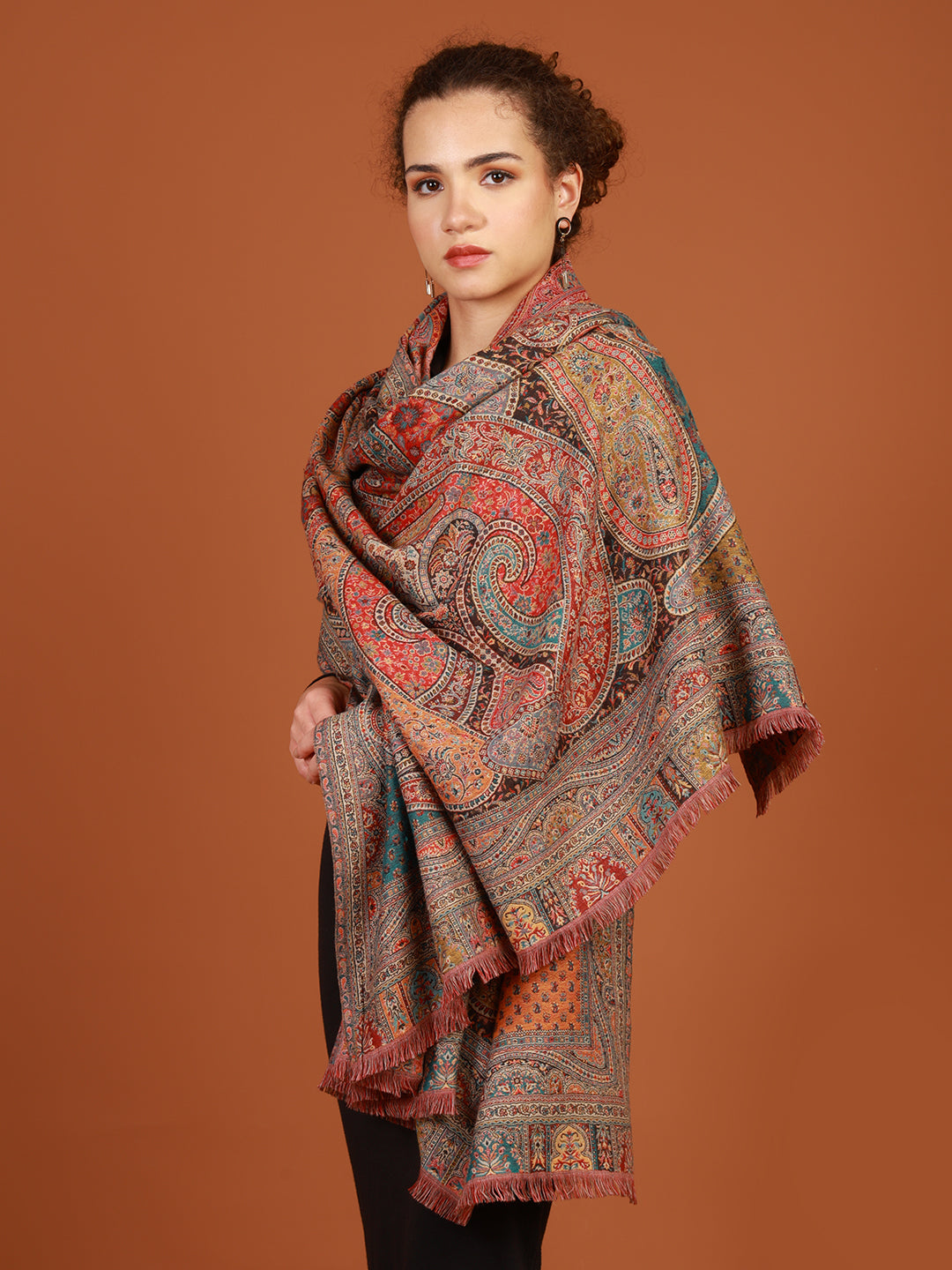 tweedle Mehfil Pure Wool Kashiri Shawl for Women - Multi-Colour