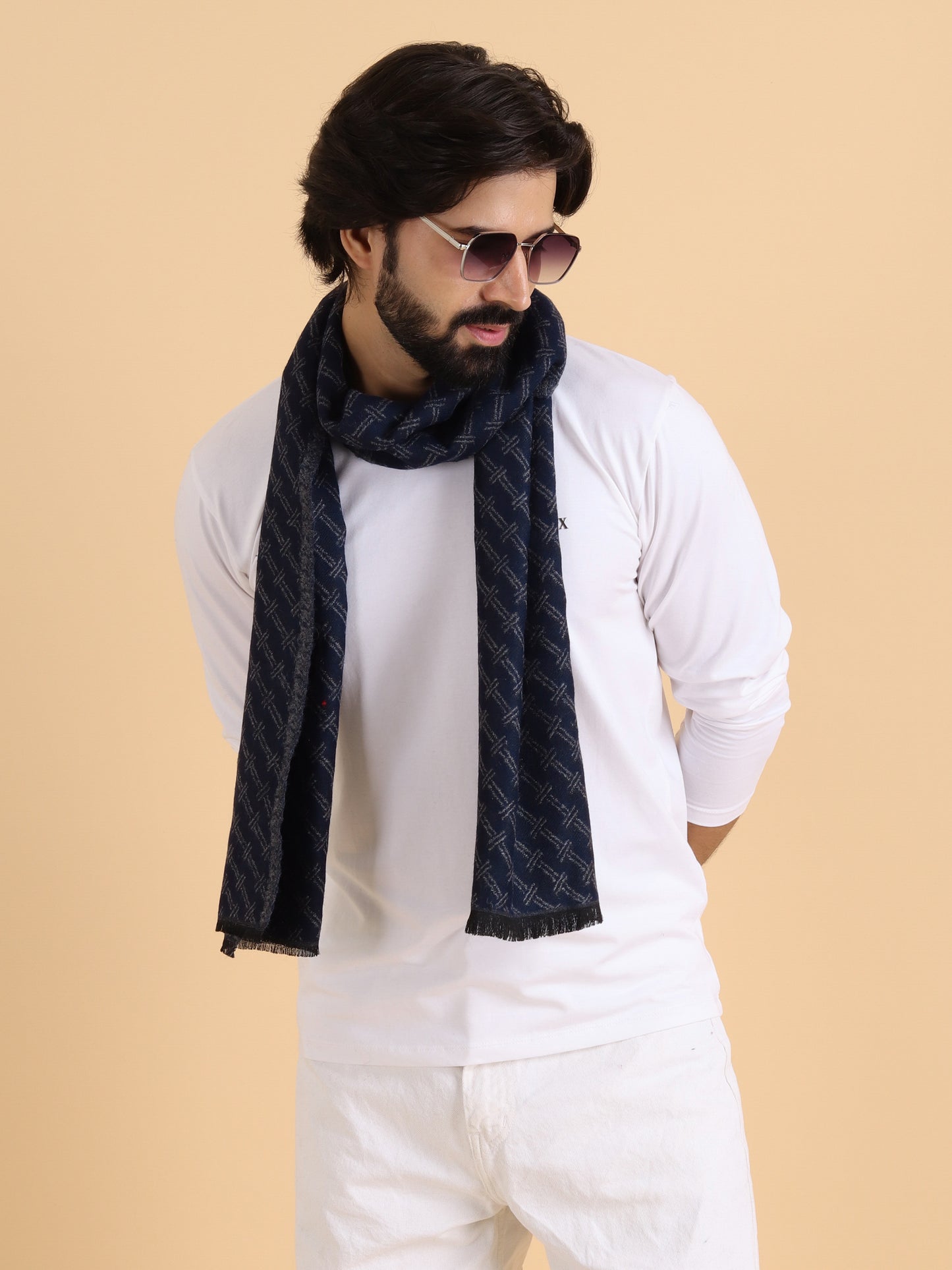 Men’s Warm Woollen Muffler for Winters - Blue