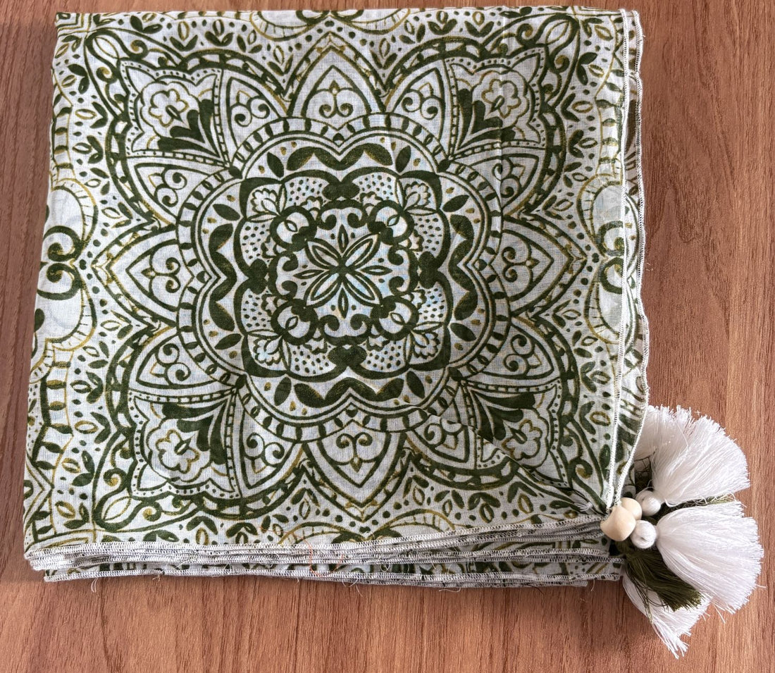 Tweedle Pure Cotton Summer Scarf for Women, Printed, Breathable, Lightweight Stole for Sun and Wind Protection (55 cm x 210 cm)