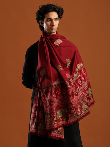 Tweedle Men’s Mahotsav Ethnic Design Zari Shawl | Maroon