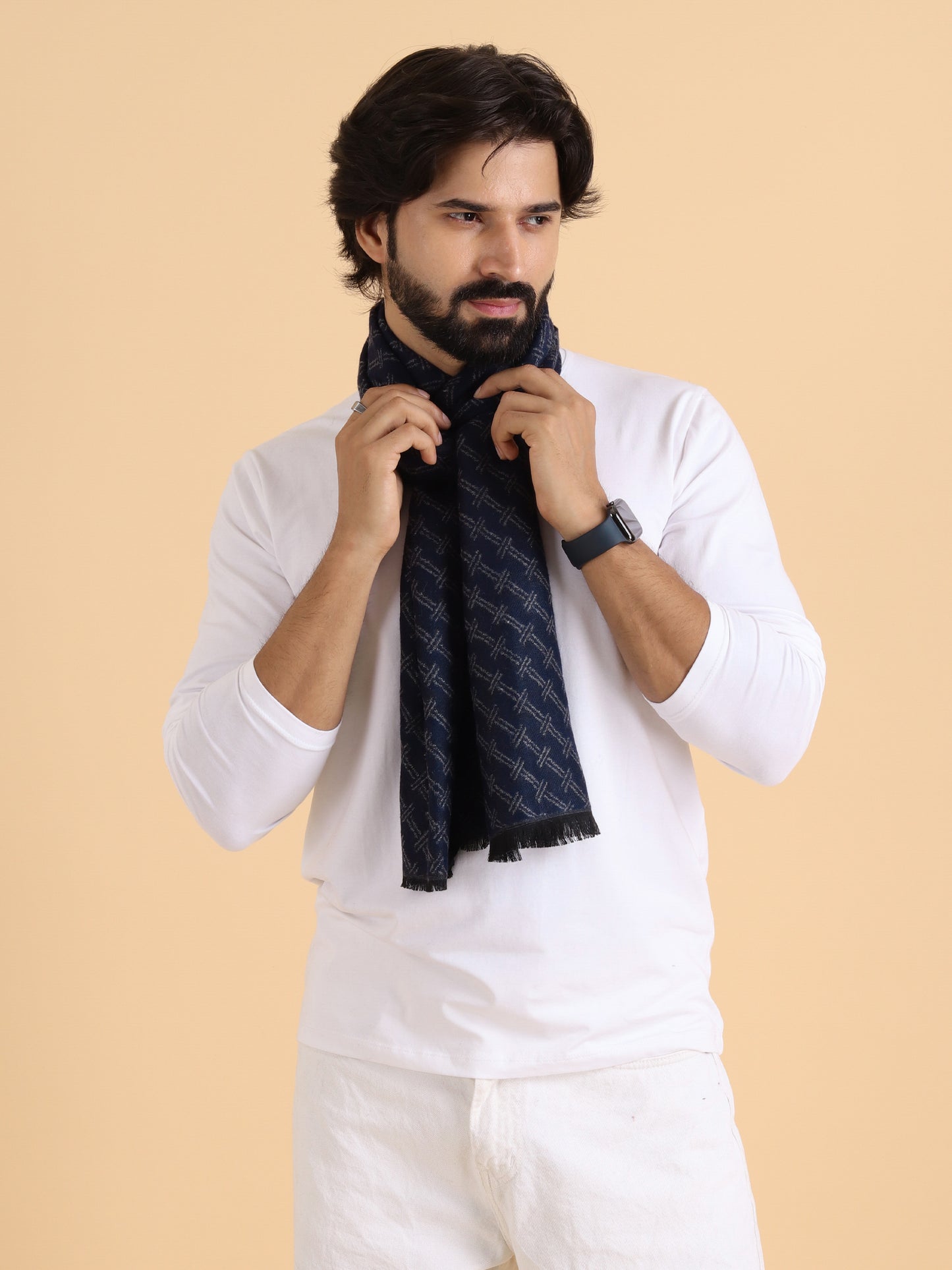 Men’s Warm Woollen Muffler for Winters - Blue