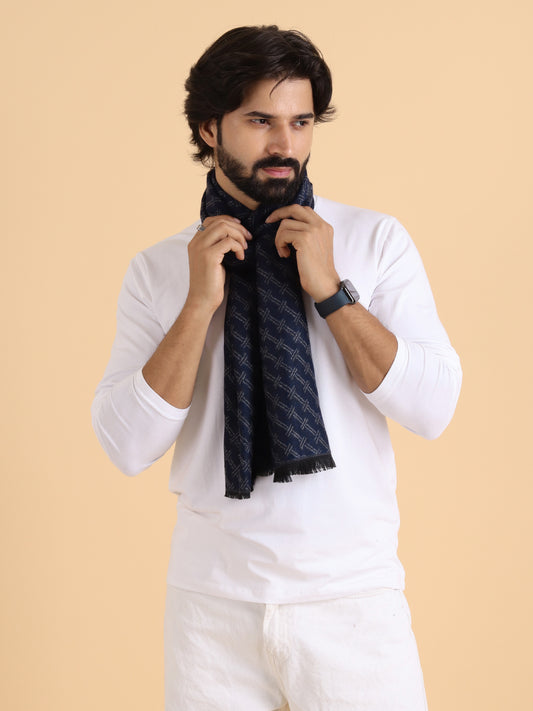 Men’s Warm Woollen Muffler for Winters - Blue