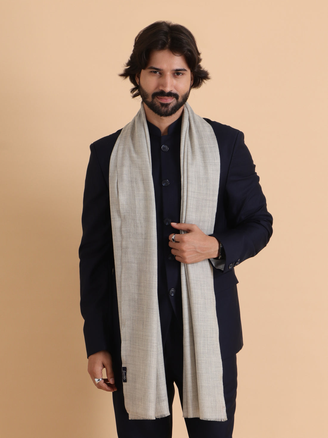 Tweedle Men’s Plain Woollen Stole / Scarf / Muffler– Grey