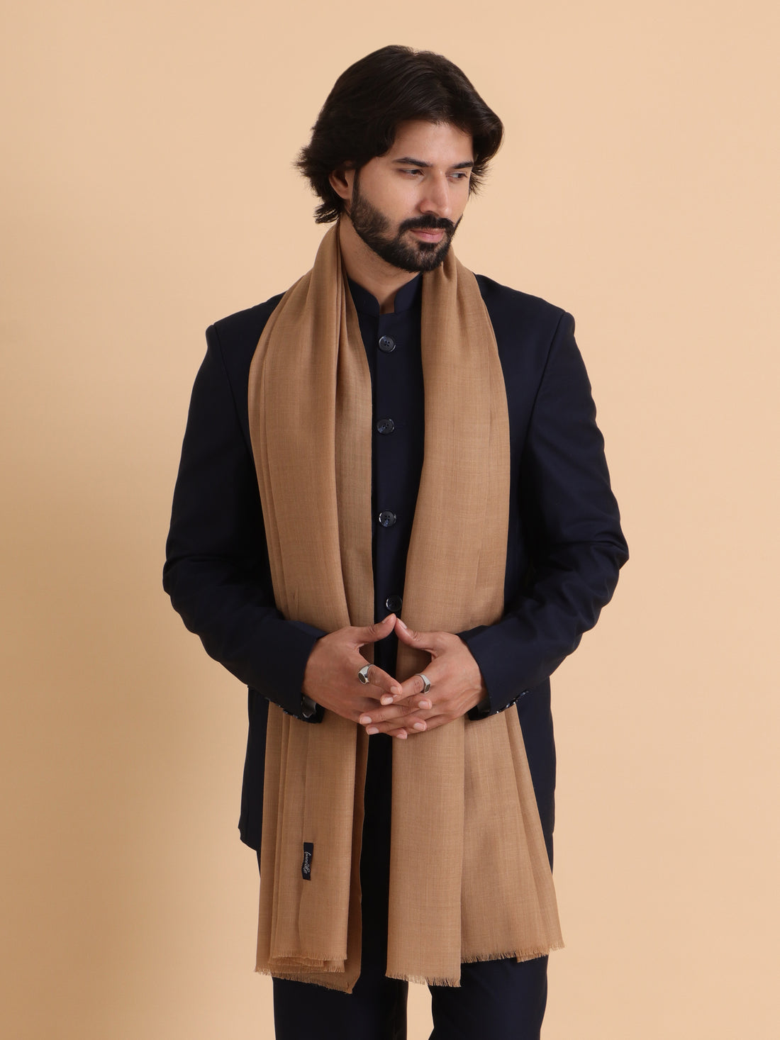 Tweedle Men’s Plain Woollen Stole / Scarf / Muffler– Beige