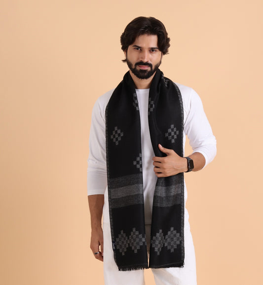 Men’s Warm Woollen Muffler for Winters - Black