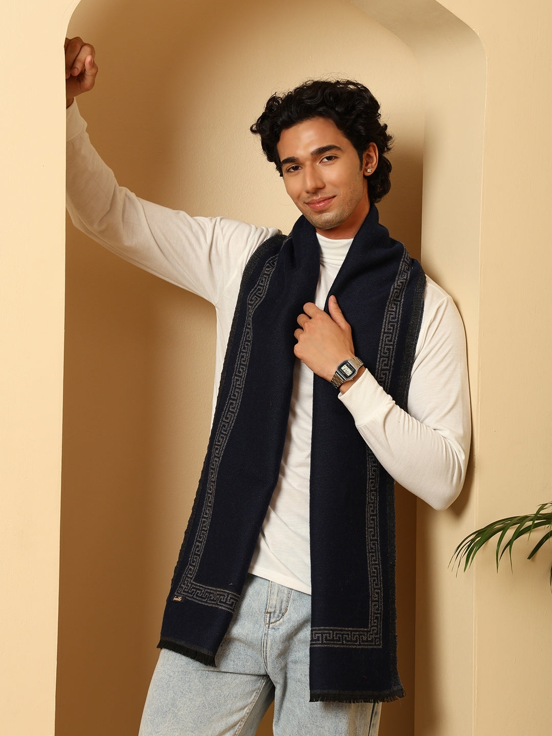 Men’s Warm Woollen Muffler for Winters – Blue