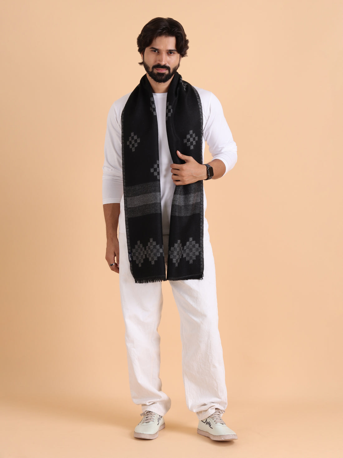 Men’s Warm Woollen Muffler for Winters - Black