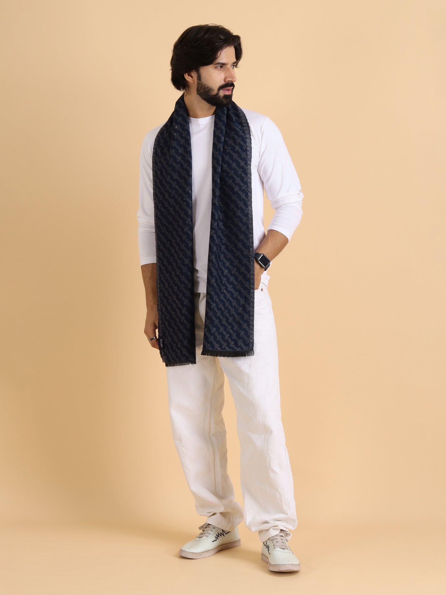 Men’s Warm Woollen Muffler for Winters - Blue