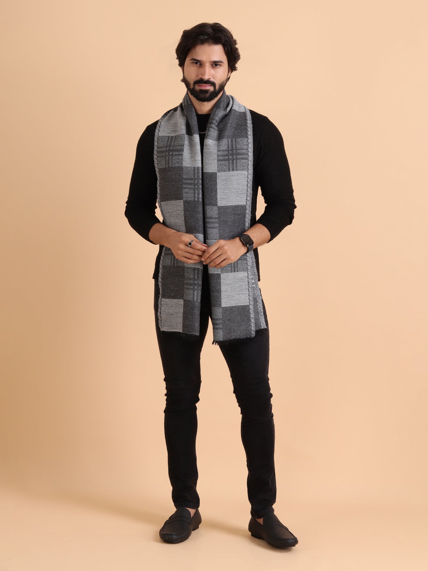 Men’s Warm Woollen Muffler for Winters - Grey