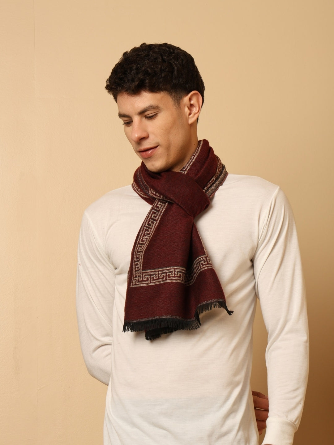 Men’s Warm Woollen Muffler for Winters – Maroon