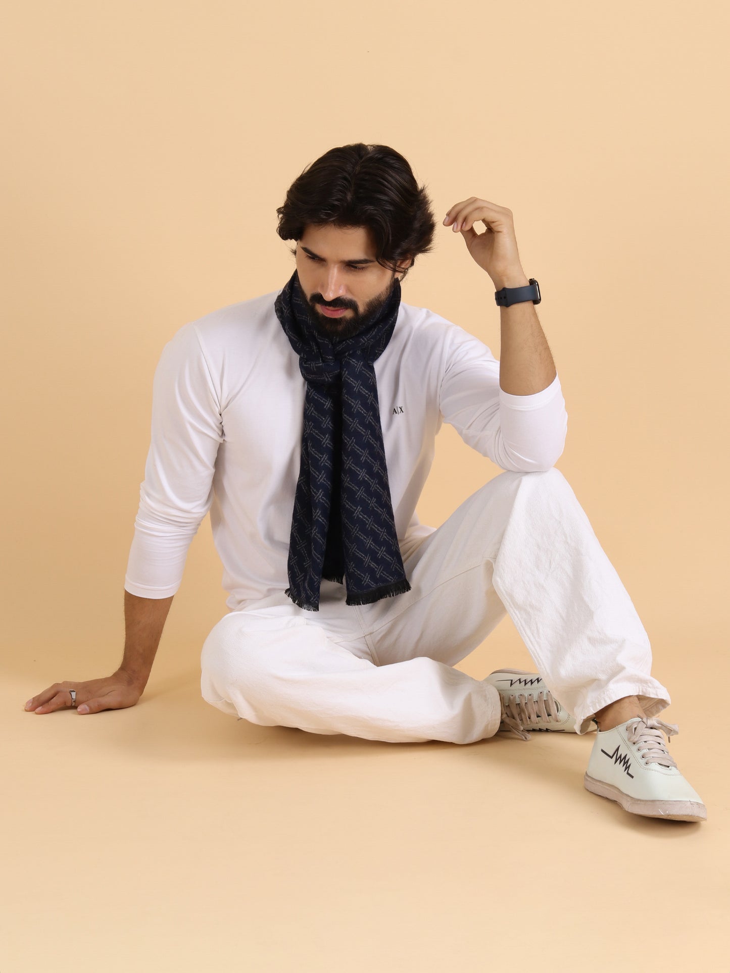 Men’s Warm Woollen Muffler for Winters - Blue