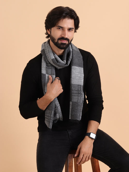 Men’s Warm Woollen Muffler for Winters - Grey