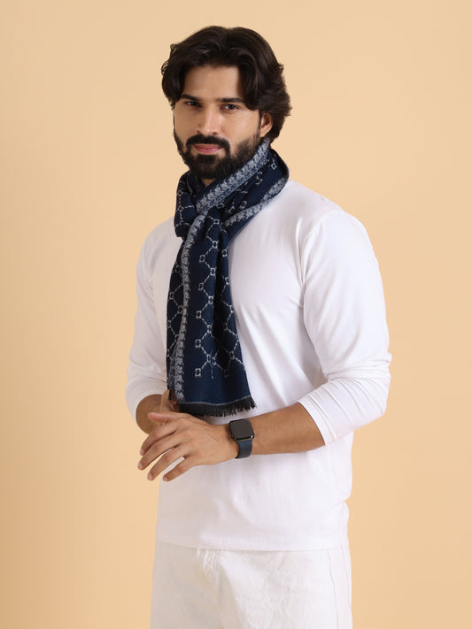 Men’s Warm Woollen Muffler for Winters - Blue