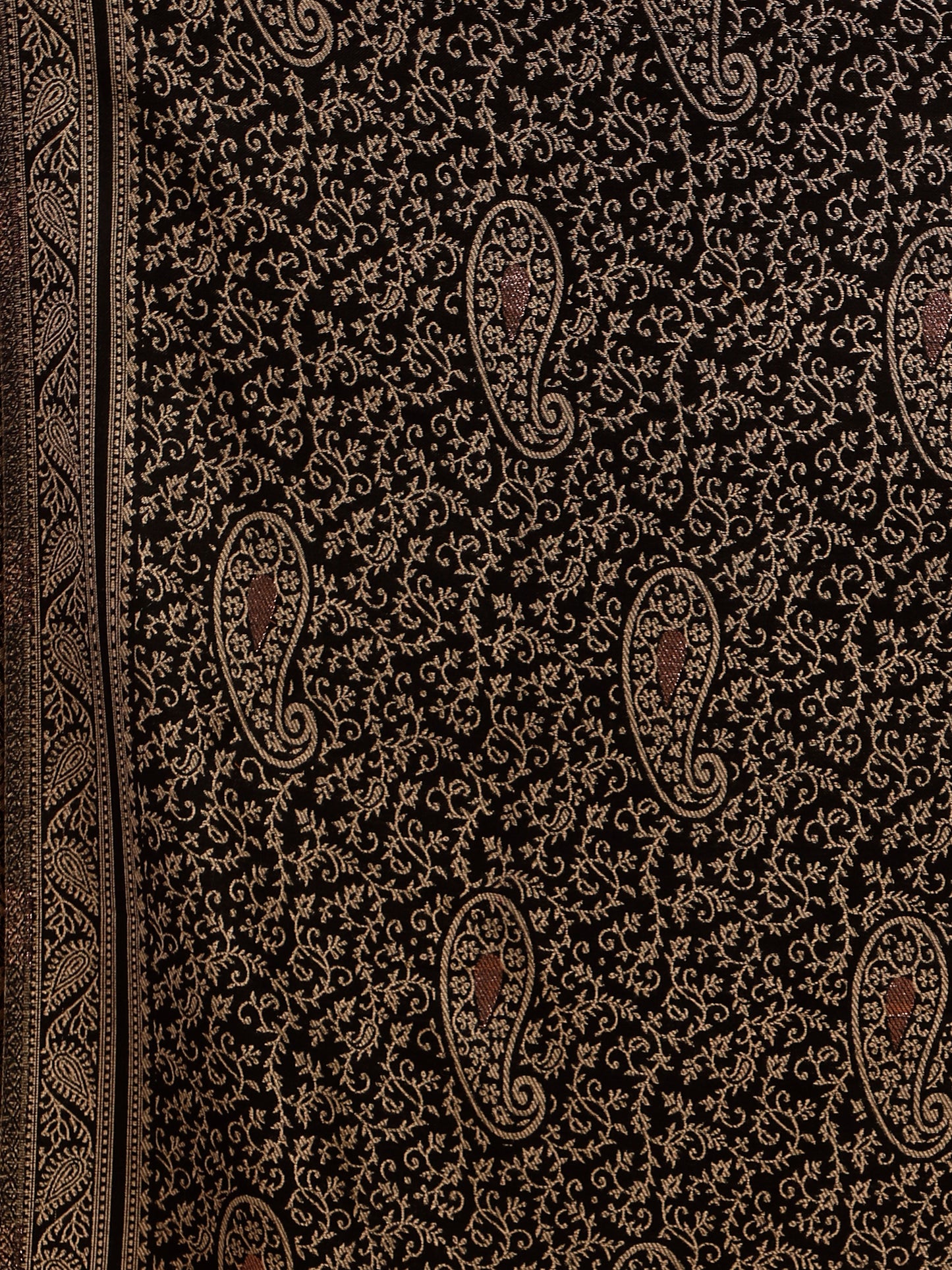 Zari Work Paisley Design Shawl - Black