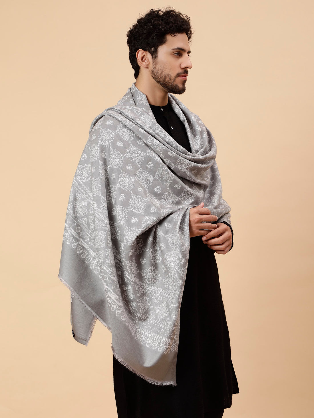  Grey Reversible Woolen Shawl for Men | 