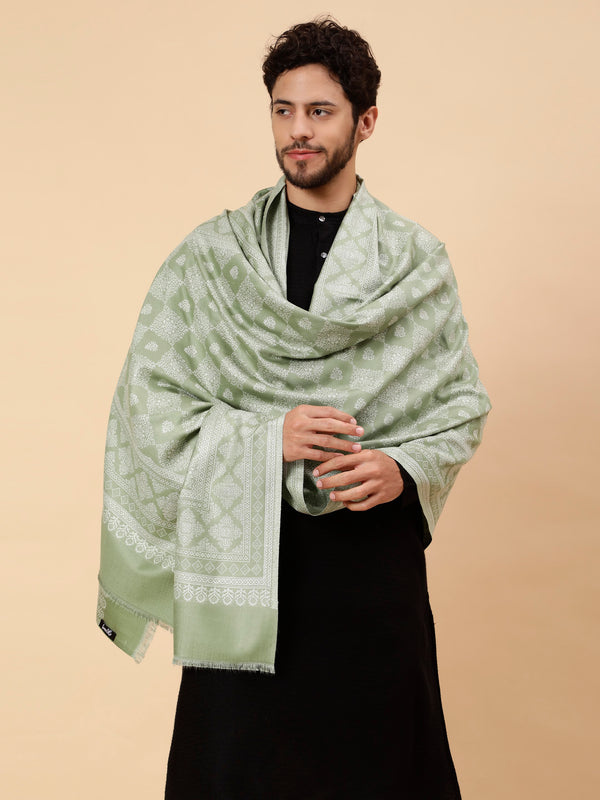 tweedle Mens Green Barfi Design Acrylic Shawl/Stole (40 x 80 Inches)