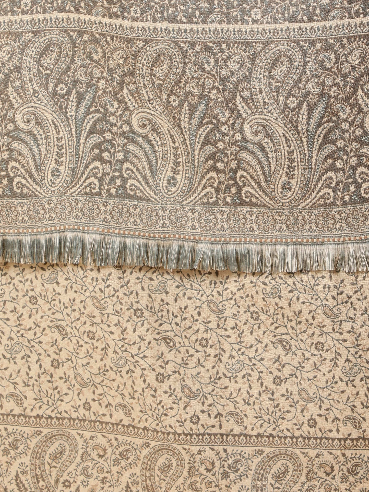 Double Sided Acro Wool Jacquard Shawl - Grey