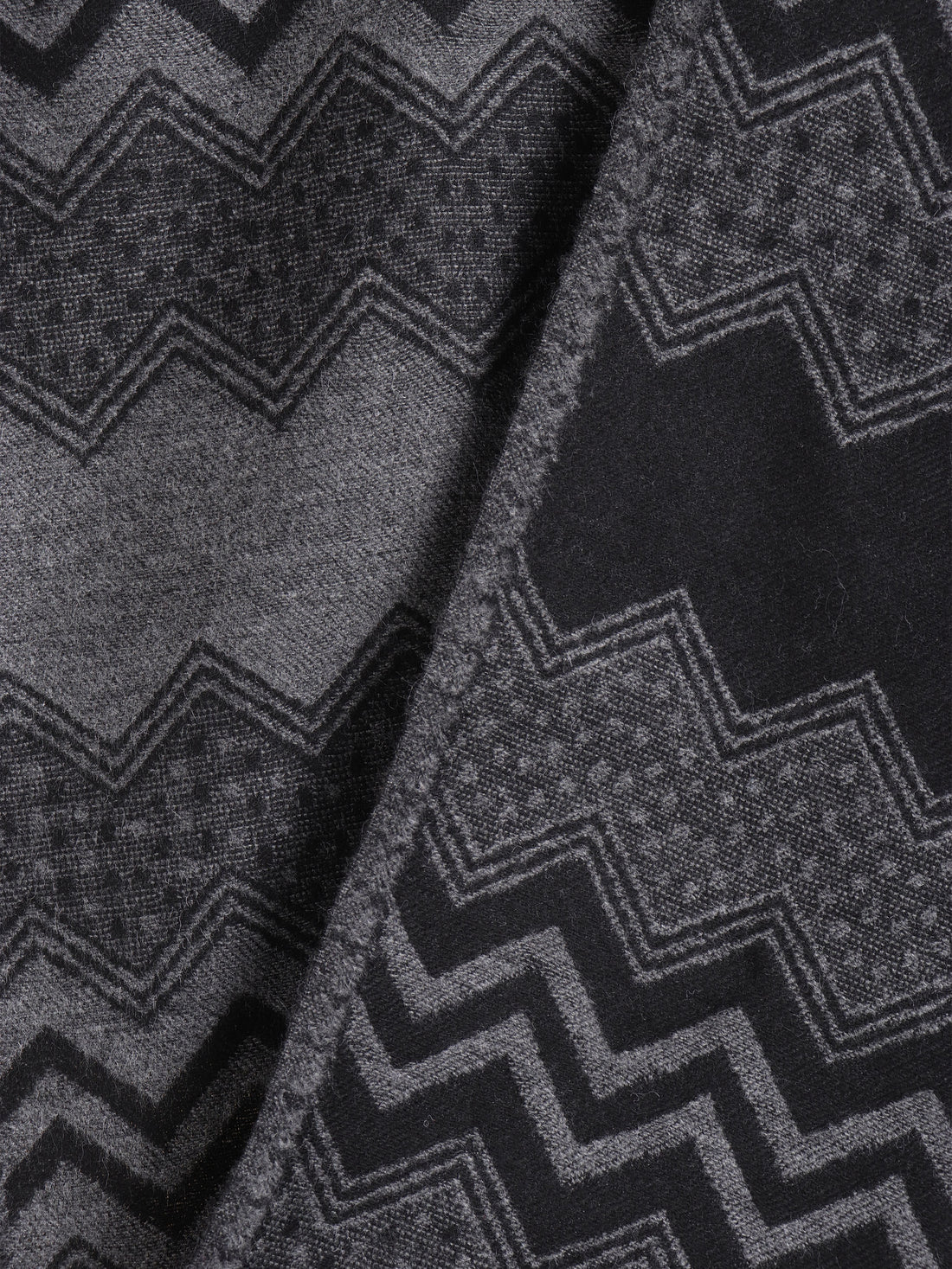 Tweedle Men's  Soft Wool Muffler| Reversible | Geomatrical Pattern | Black -  Size 14 x 72 Inches