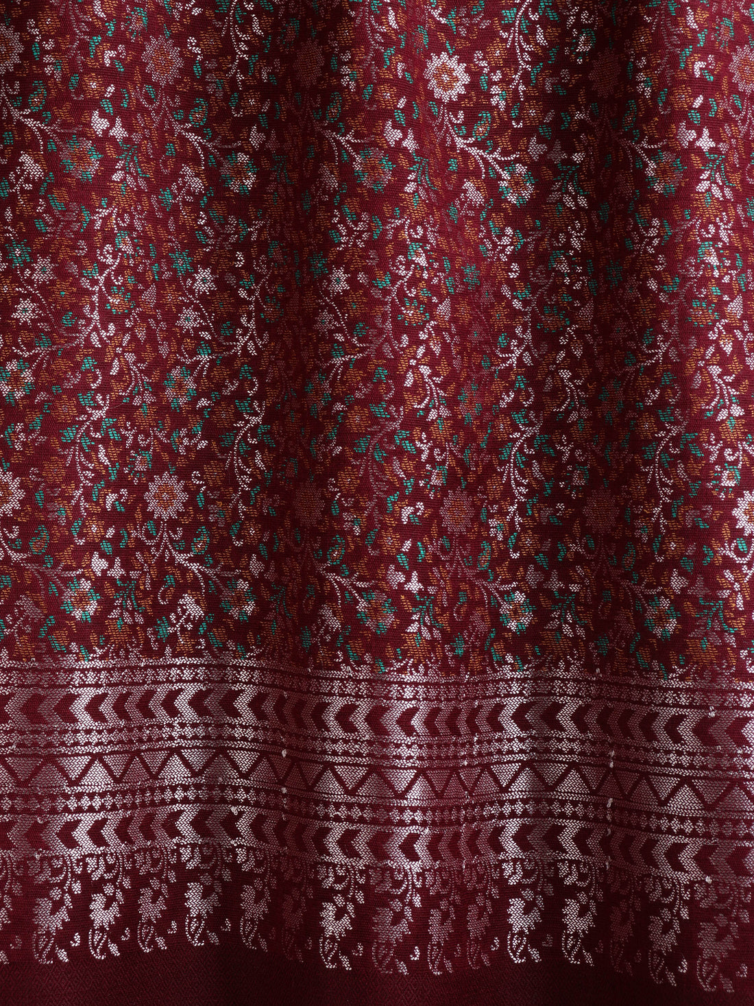 Tweedle Floral Design Kani Zari Shawl for Men - Wine, Size - 28 x 80 inches