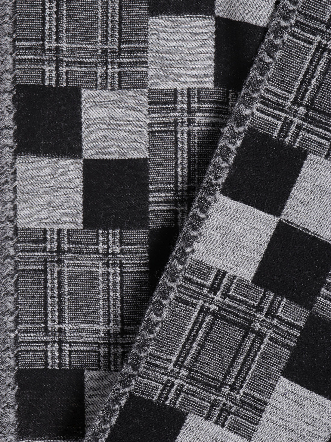 Tweedle Men's  Soft Wool Muffler| Reversible | Geomatrical Pattern | Grey -  Size 14 x 72 Inches