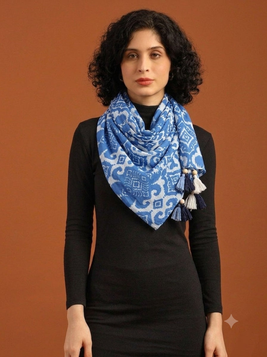 Tweedle Pure Cotton Summer Scarf for Women, Printed, Breathable, Lightweight Stole for Sun and Wind Protection (55 cm x 210 cm)