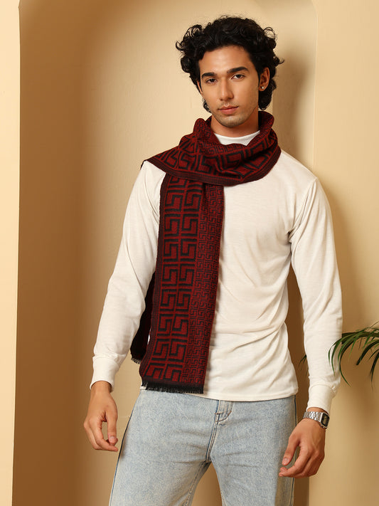 Men’s Warm Woollen Muffler for Winters - maroon