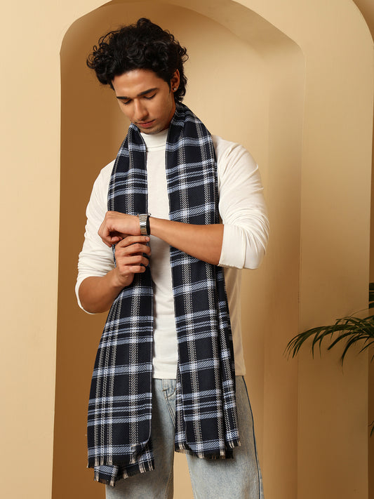 Men’s Blue Soft Blanket Muffler / Stole | Size - 28 x 80 inches - Blue