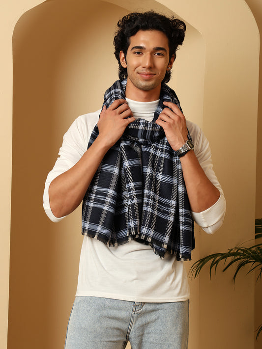 Men’s Blue Soft Blanket Muffler / Stole | Size - 28 x 80 inches - Blue