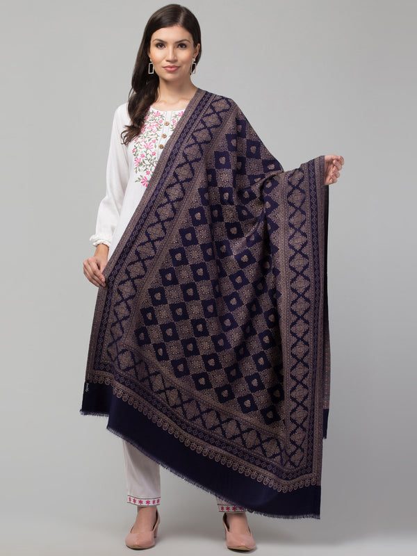 Fusion Design Woven Shawl - Navy Blue