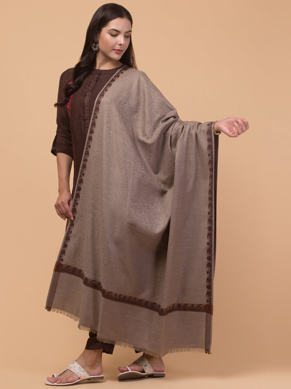 Plain Self Design Shawl - Grey