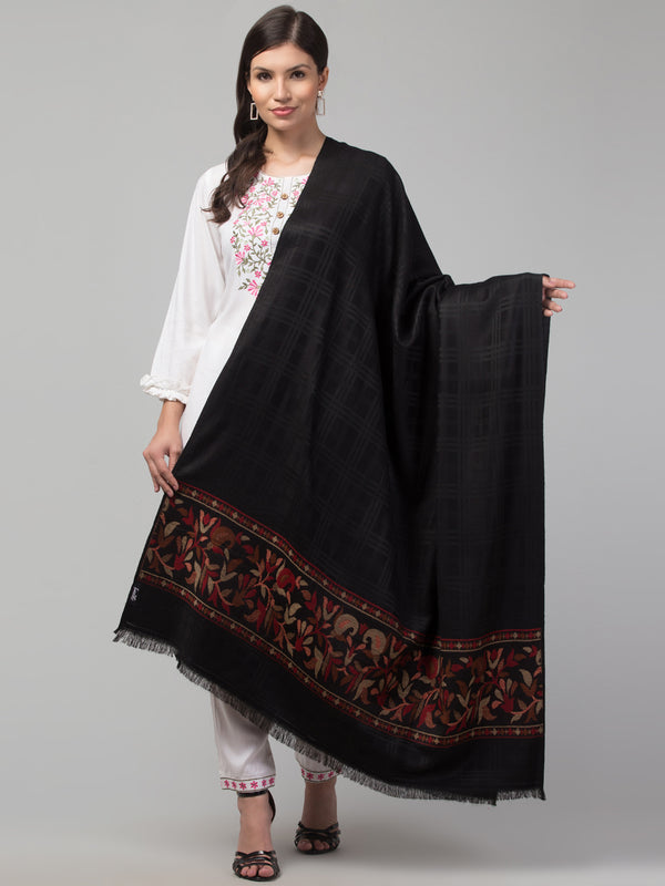 Geometrical Fusion Design Woven Shawl - Black